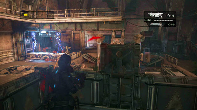 There is a declassified mission symbol on the right wall - R&D Labs - Halvo Bay Military Academy - Gears of War: Judgment - Game Guide and Walkthrough