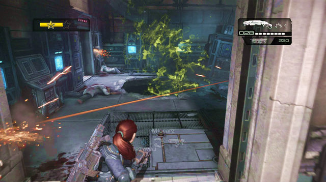 New enemies will appear on the other side of the room with large windows on the wall (Kantuses among others, they should be your primary targets) - R&D Labs - Halvo Bay Military Academy - Gears of War: Judgment - Game Guide and Walkthrough