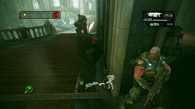 After riding up the elevator you'll find a declassified mission symbol on the wall in front of you - Elliott's Mansion - Seahorse Hills - Gears of War: Judgment - Game Guide and Walkthrough