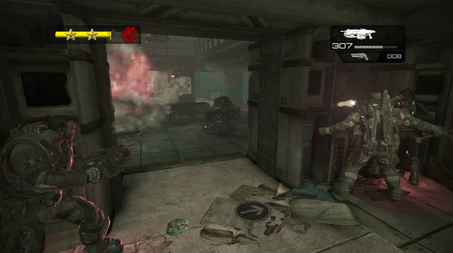 New enemies will appear in a distance part of the room, with Mauler among them - Central Control - Onyx Point - Gears of War: Judgment - Game Guide and Walkthrough