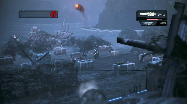 When the first ship arrives, try to kill as many enemies as you can before you see a One-shot laser beam - Beach - Onyx Point - Gears of War: Judgment - Game Guide and Walkthrough