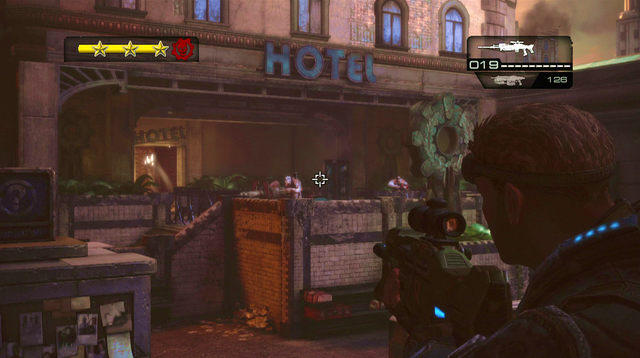 After approaching the right turret, the reinforcements will appear on the left - Wharf District - Downtown Halvo Bay - Gears of War: Judgment - Game Guide and Walkthrough