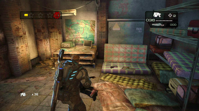 Walk over the catwalk to the other side, where two enemies will come running out of the building - First Avenue Rooftops - Downtown Halvo Bay - Gears of War: Judgment - Game Guide and Walkthrough