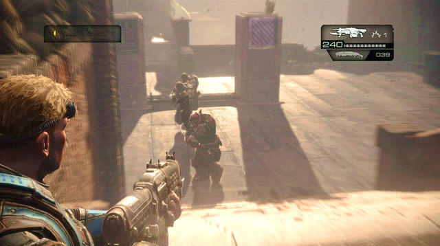 After starting the mission you'll be attacked by several enemies - Overlook - Downtown Halvo Bay - Gears of War: Judgment - Game Guide and Walkthrough