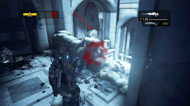 When descending, you'll be attacked by more waves of Wretches, which can appear also behind you - Terrace - The Courthouse - Gears of War: Judgment - Game Guide and Walkthrough