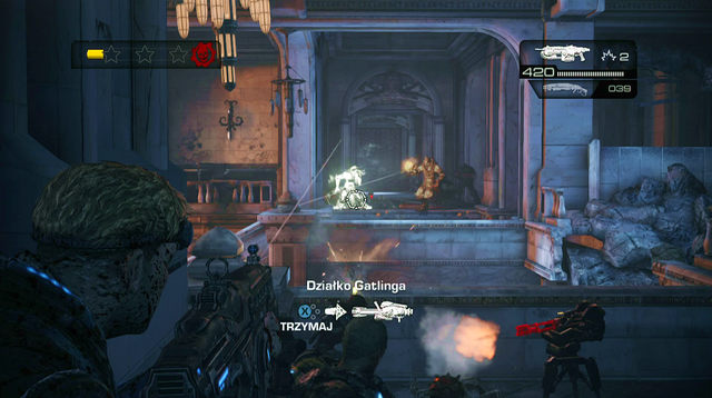 The first wave will get through the door on the floor on the other side of the hall - North Entrance - The Courthouse - Gears of War: Judgment - Game Guide and Walkthrough