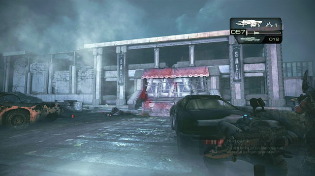 Enter inside the guard room on the left side of the gate and use the button to open the entrance gate - Reunion - Aftermath - Gears of War: Judgment - Game Guide and Walkthrough