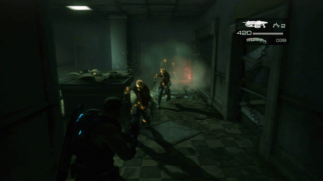 After killing the last enemies, enter the building left from the generator - Anybody Home - Aftermath - Gears of War: Judgment - Game Guide and Walkthrough