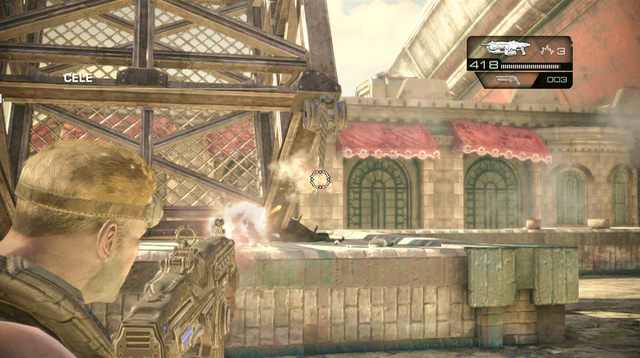 After killing the last enemy, shoot two lines which hold a metal construction - Straight to the Top - Aftermath - Gears of War: Judgment - Game Guide and Walkthrough