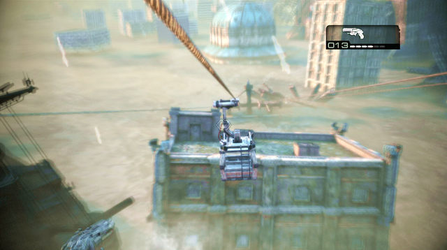 While sliding down the line ignore enemies you pass by and focus on gondolas moving towards you - A Few Complaints - Aftermath - Gears of War: Judgment - Game Guide and Walkthrough