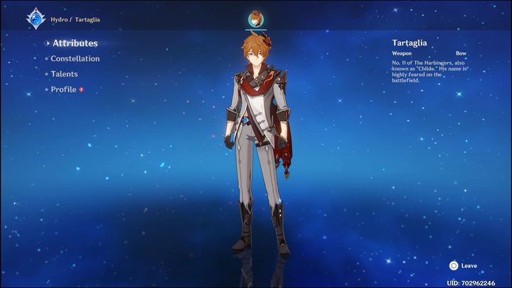 Childe is a five-star character with a Hydro element, fighting with a bow - Genshin Impact: Childe - best builds (Hydro) - Hydro - Genshin Impact Guide