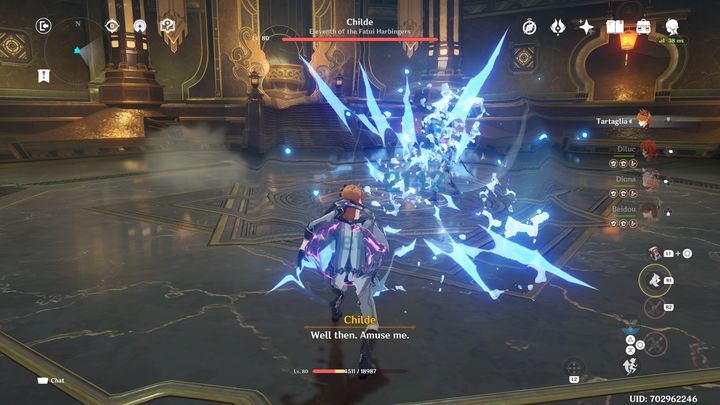 The beginning of the fight is very dynamic, as Childe, after a short monologue, starts with his strongest attacks - Genshin impact: How to beat Childe boss? - Bosses - Genshin Impact Guide