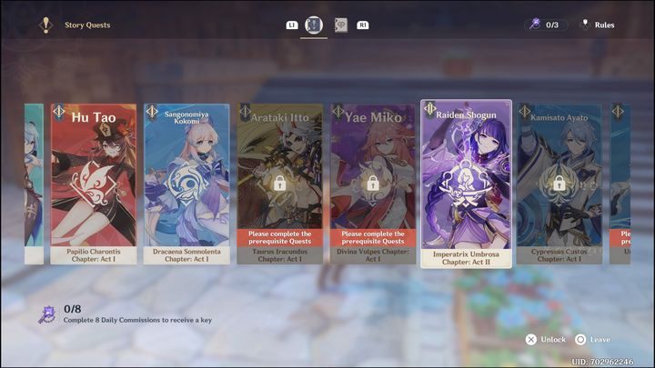 Keep in mind that for this boss to be available, you need to complete Archon Quest from Chapter 2, Act 3 and unlock and complete Raiden Shogun personal task, Imperatrix Umbrosa Chapter: Act II - Genshin impact: How to beat Raiden Shogun boss? - Bosses - Genshin Impact Guide