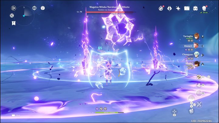 Another dangerous attack is summoning electrical pillars resembling spears - Genshin impact: How to beat Raiden Shogun boss? - Bosses - Genshin Impact Guide