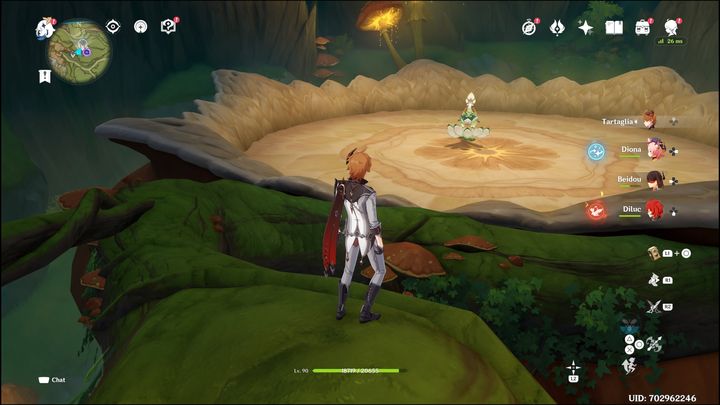 From the very beginning of the encounter, you should aggressively close the distance to the boss and attack him - Genshin impact: How to beat Jadeplume Terrorshroom? - Bosses - Genshin Impact Guide