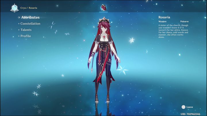 Rosaria is a 4-star hero of Cryo element fighting with a spear - Genshin Impact: Rosaria - best builds (Cryo) - Cryo - Genshin Impact Guide