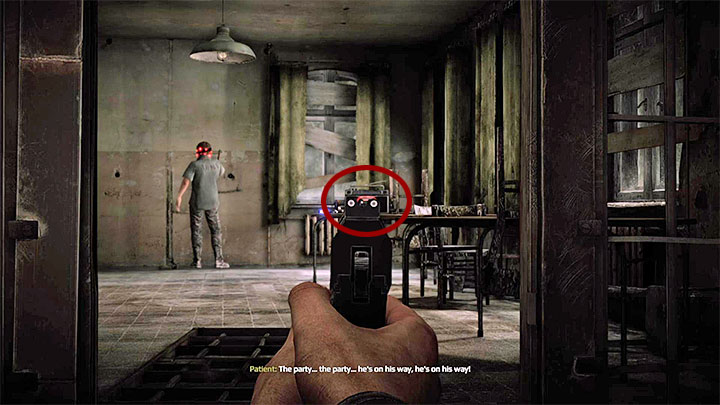 Enter the new part of the building and start from examining the note that hangs on a wall - Further exploration of building B | Black | Walkthrough - Black - Get Even Game Guide