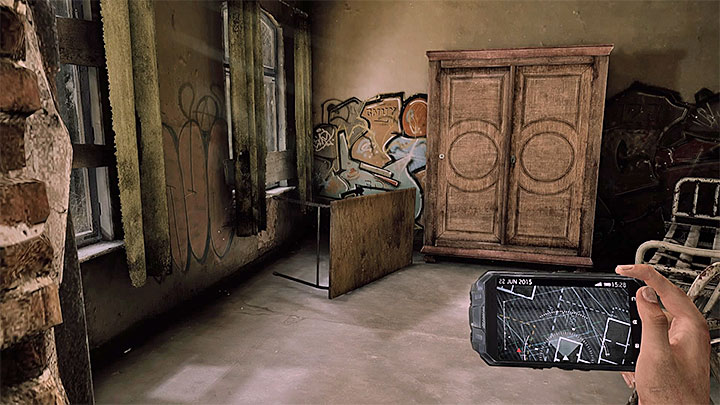 Find a tape recorder and, after listening the recording, move forward - Further exploration of building B | Black | Walkthrough - Black - Get Even Game Guide