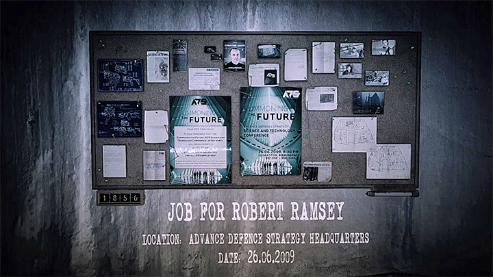 The evidence board for The Kidnapping memory is presented in the picture above - Job for Robert Ramsey | Hidden memories - Hidden memories - Get Even Game Guide