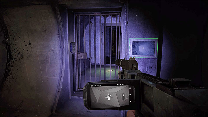 A few steps further you can find the metal gate with an electronic lock, presented in the picture (this place can be found before reaching the place where you solve the puzzle with an out of order elevator) - Meeting with Rose | Hidden memories - Hidden memories - Get Even Game Guide