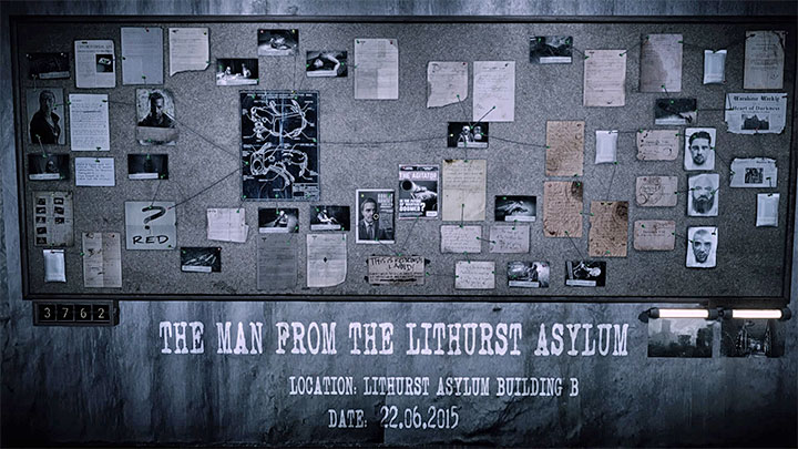 The evidence board for the building B is presented in the picture above - The Asylum - building B | Hidden memories - Hidden memories - Get Even Game Guide