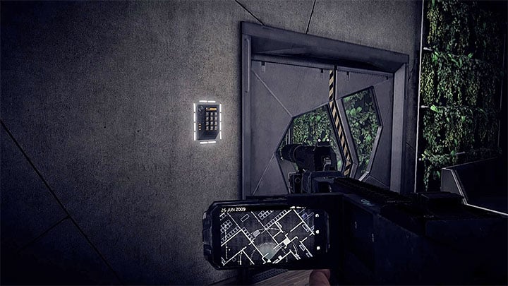 You will get to the locked door as soon as you use the lift to the top floor (the ADS HQ) - How to deal with the electronic door lock in the ADS HQ? - Solving the puzzles - Get Even Game Guide
