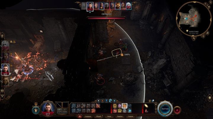 After getting rid of the enemies, explore the area - you will find a lot of food on the large table, and behind the large statue, a very simple passive Perception test (DC 1) will reveal a hidden lever - Baldurs Gate 3: Explore the ruins walkthrough - Baldurs Gate 3: Act 1 - Baldurs Gate 3 Guide, Walkthrough