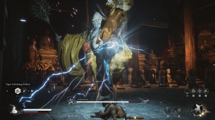 Under no circumstances should you be hit by a stomp, as this attack can deal colossal damage - Black Myth Wukong: How to defeat boss Yellowbrow? - Chapter 3 - Black Myth Wukong Guide