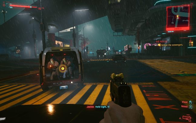 You can also shoot your opponents as a passenger - Cyberpunk 2077: Combat and stealth - Cyberpunk 2077: Basics - Cyberpunk 2077 Guide