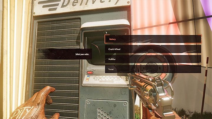 The second step is to select the cargo - Deathloop: How to unlock Delivery booths? - FAQ - Deathloop Guide