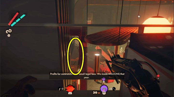 Turn your attention to the area shown in the image above - Deathloop: How to unmask Aleksis? - FAQ - Deathloop Guide