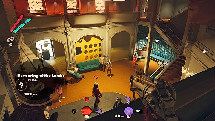 Go back to the first DJ machine and start pressing its buttons to copy the combination found in the toilet - Deathloop: How to unmask Aleksis? - FAQ - Deathloop Guide