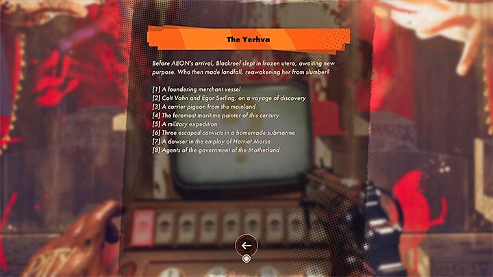 After interacting with the screen, a random question is selected (the order in which the questions are asked isn't predetermined - Deathloop: How to pass the Yerhva quiz? - FAQ - Deathloop Guide