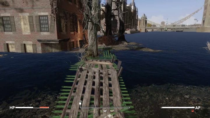 The passage to the crane is located west of the Ferryman's dock - Fallout London: Where to find Archie in Rotherhithe (Lands of the Seraph quest)? - Fallout: London: Walkthrough - Fallout London Guide