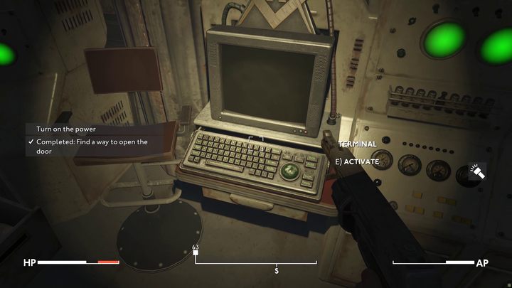 The computer is located in the room at the end of the corridor, opposite the entrance to the facility - Fallout London: Where to find Archie in Rotherhithe (Lands of the Seraph quest)? - Fallout: London: Walkthrough - Fallout London Guide