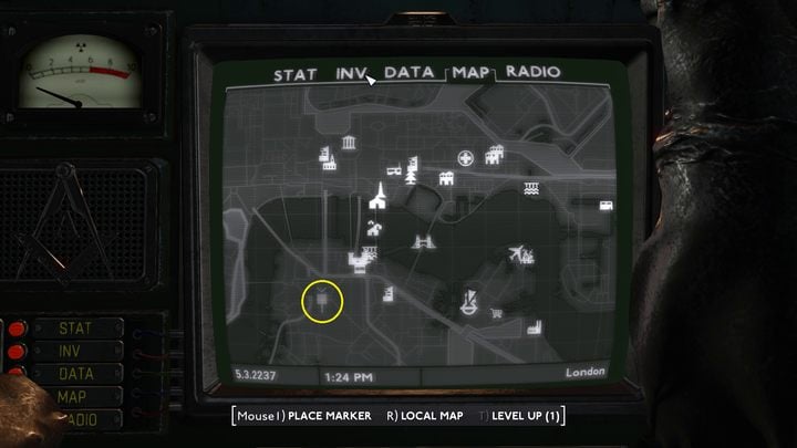 Before you get to the bank building, you will have to get there by passing through the underground Monument Underground Station located in the central part of London - Fallout London: How to get to Angel Lab? - Fallout: London: Walkthrough - Fallout London Guide