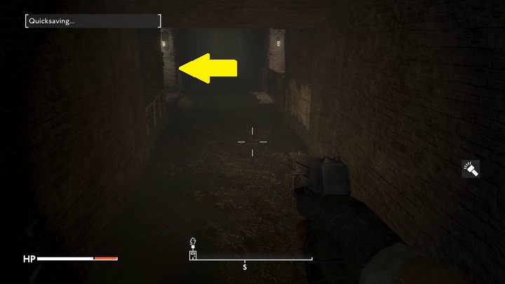 In a large, flooded room, you have to swim a short distance to get further (reach the left bank) - Fallout London: How to get to Angel Lab? - Fallout: London: Walkthrough - Fallout London Guide