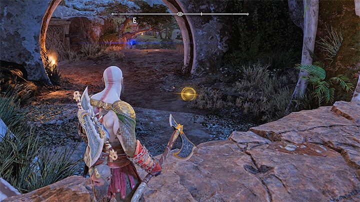 This Buried Treasure is located south from the dwarven store in the eastern part of the region - you'll see a lit area near a large stone arch - God of War Ragnarok: The Plains, Vanaheim - secrets, collectibles - God of War Ragnarok: Vanaheim - God of War Ragnarok Guide