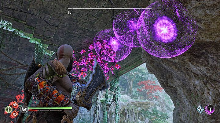 Create three seals on the ceiling - you must create one of them within range of Kratos' blades, then hit it with them - God of War Ragnarok: The Jungle, Vanaheim - secrets, collectibles - God of War Ragnarok: Vanaheim - God of War Ragnarok Guide