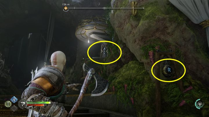One of the bells is hiding behind a barrier - you must use the crystal on the wall to deflect the axe and hit the bell - God of War Ragnarok: Temple of Light, Alfheim - secrets, collectibles - God of War Ragnarok: Alfheim - God of War Ragnarok Guide