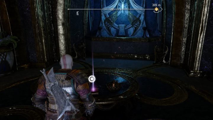 As you walk through the oval chamber, turn left and pick up the artefact lying on the small table - God of War Ragnarok: Temple of Light, Alfheim - secrets, collectibles - God of War Ragnarok: Alfheim - God of War Ragnarok Guide