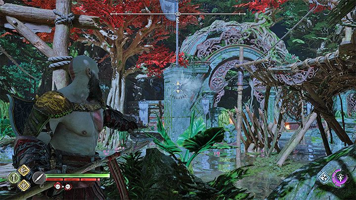 After acquiring the Draupnir Spear in the main storyline, you can throw it into holes and create rods - this will allow Kratos to grab onto them and reach distant ledges - God of War Ragnarok: Returning to the Abandoned Village in Vanaheim - God of War Ragnarok: Completing 100% of maps - God of War Ragnarok Guide