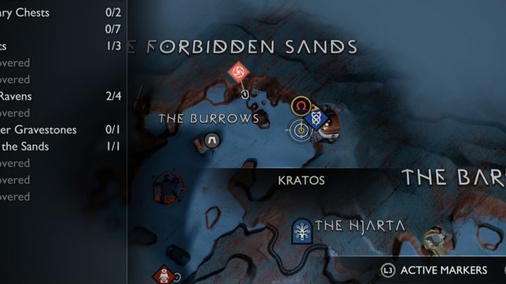 The first Nornir chest in the Forbidden Sands in Alfheim is below the Elven Sanctuary - God of War Ragnarok: The Forbidden Sands, Alfheim - secrets, collectibles - God of War Ragnarok: Alfheim - God of War Ragnarok Guide