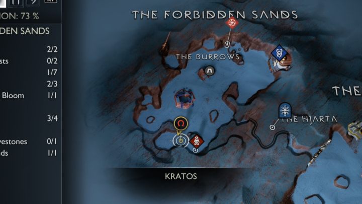 The first Legendary chest in Alfheim in the Forbidden Sands is in a cave in the southern part of the region - God of War Ragnarok: The Forbidden Sands, Alfheim - secrets, collectibles - God of War Ragnarok: Alfheim - God of War Ragnarok Guide