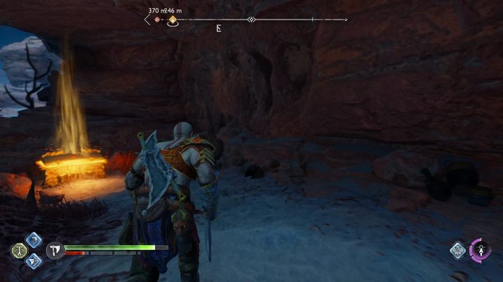 You have to first remove all red nodes blocking access to the chest - God of War Ragnarok: The Forbidden Sands, Alfheim - secrets, collectibles - God of War Ragnarok: Alfheim - God of War Ragnarok Guide