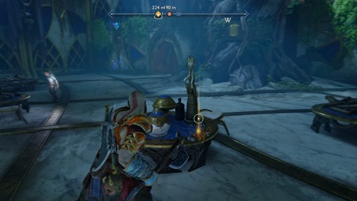 The scroll lies on a table in the center of the room - God of War Ragnarok: The Forbidden Sands, Alfheim - secrets, collectibles - God of War Ragnarok: Alfheim - God of War Ragnarok Guide