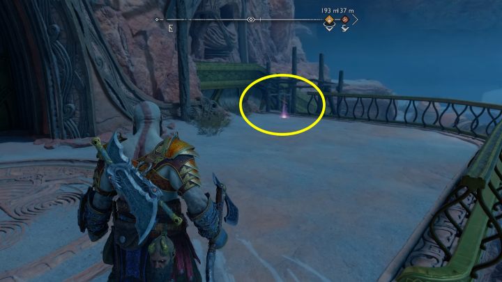 Grab the handle and jump up - God of War Ragnarok: The Forbidden Sands, Alfheim - secrets, collectibles - God of War Ragnarok: Alfheim - God of War Ragnarok Guide