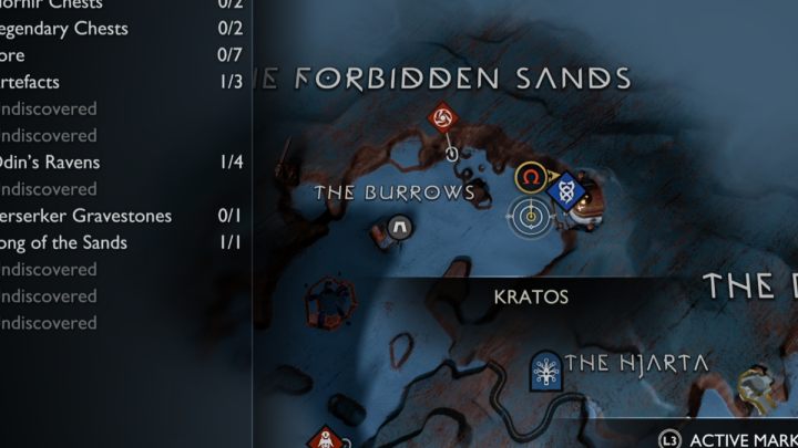 Another Odin's raven in Alfheim in the Forbidden Sands is below the Elven Sanctuary - God of War Ragnarok: The Forbidden Sands, Alfheim - secrets, collectibles - God of War Ragnarok: Alfheim - God of War Ragnarok Guide