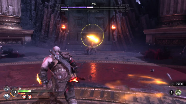 When the boss's health drops below 50%, a Centaur and smaller enemies will appear, helping Tyr in combat - God of War Ragnarok Valhalla: Tyr - God of War Ragnarok: Valhalla DLC - God of War Ragnarok Guide