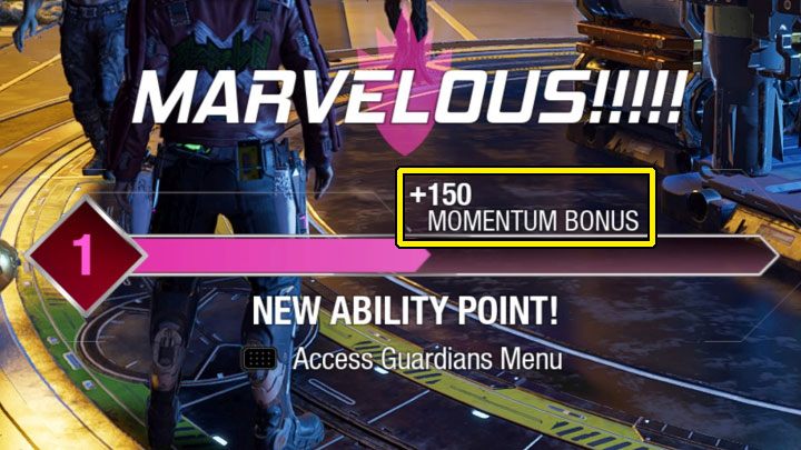 At the end of each battle, you will receive information about the basic experience points you got and about the bonus XP for the momentum bar - Guardians of the Galaxy: XP - how to earn? - FAQ - Guardians of the Galaxy Guide